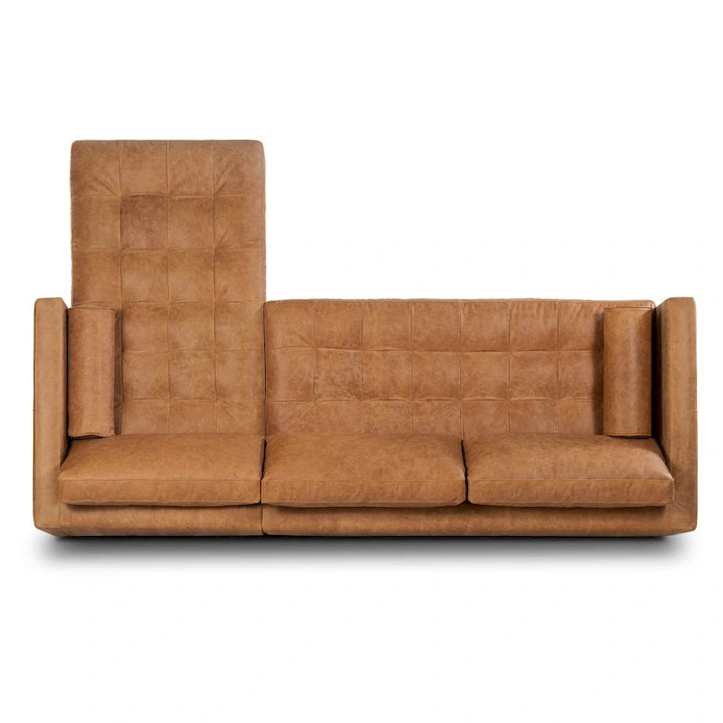 Canapé d'angle droit Poly &amp; Bark Napa 104,5 - Cuir italien pleine fleur véritable