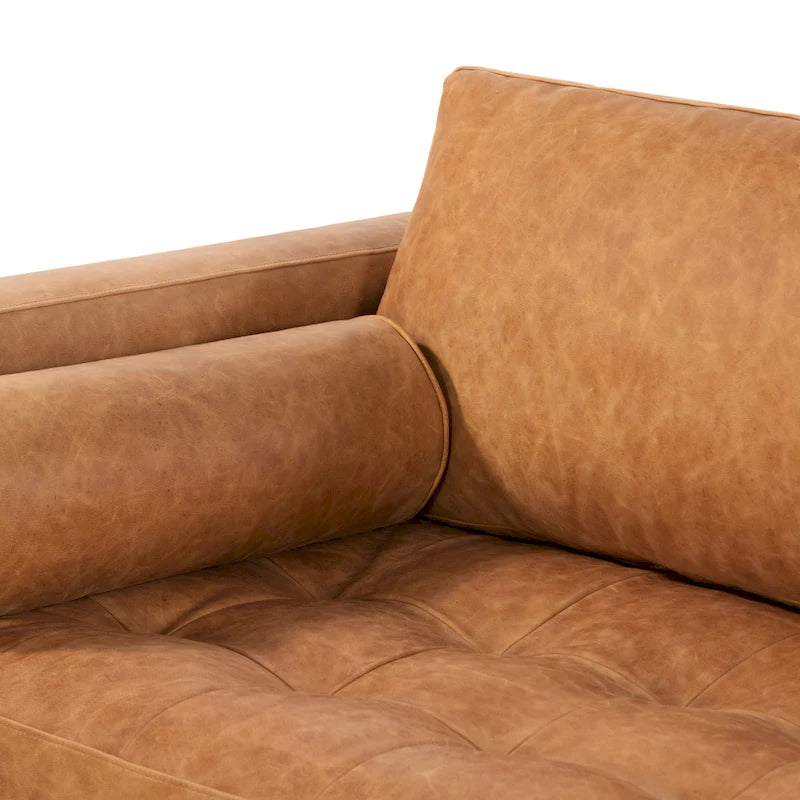 Canapé d'angle droit Poly &amp; Bark Napa 104,5 - Cuir italien pleine fleur véritable