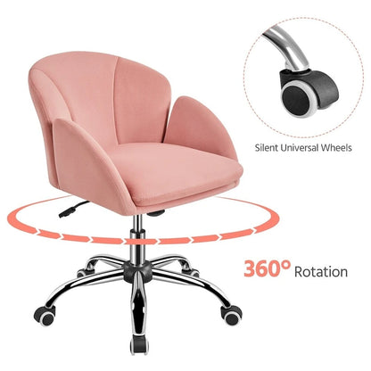 Chaise de bureau pivotante et roulante moderne Yaheetech, idéale pour le maquillage et le bureau à domicile.