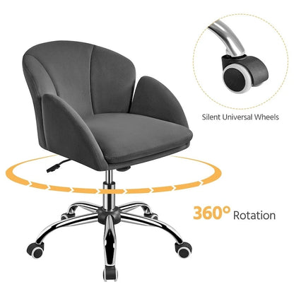 Chaise de bureau pivotante et roulante moderne Yaheetech, idéale pour le maquillage et le bureau à domicile.