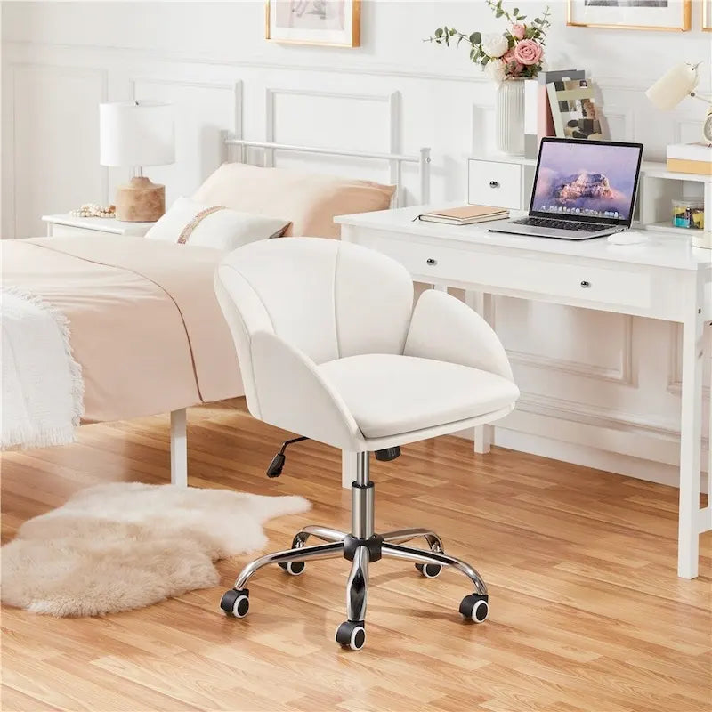 Chaise de bureau pivotante et roulante moderne Yaheetech, idéale pour le maquillage et le bureau à domicile.