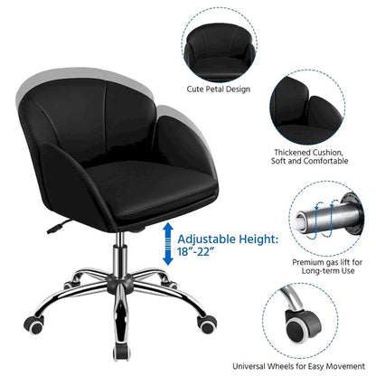 Chaise de bureau pivotante et roulante moderne Yaheetech, idéale pour le maquillage et le bureau à domicile.