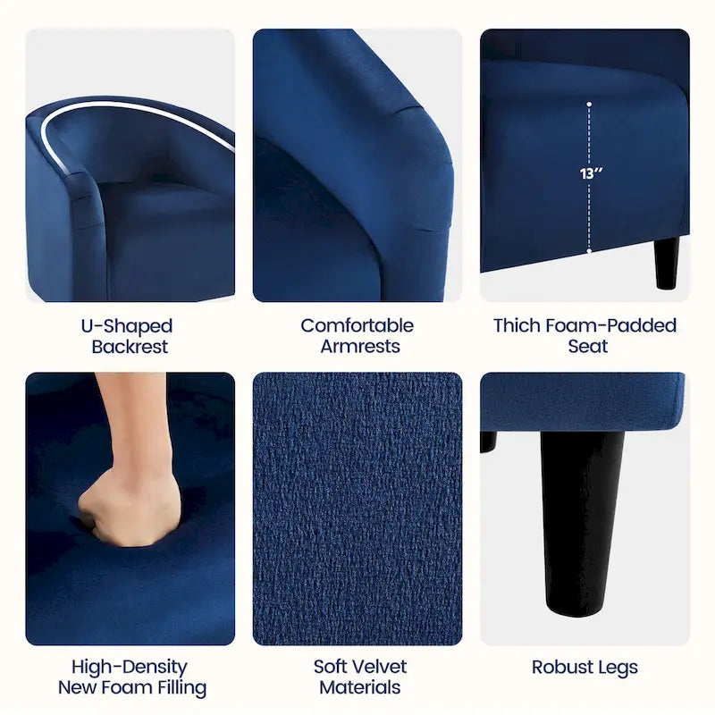 Fauteuil club Yaheetech avec accoudoirs décoratifs, style contemporain