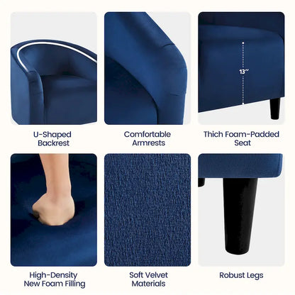 Fauteuil club Yaheetech avec accoudoirs décoratifs, style contemporain