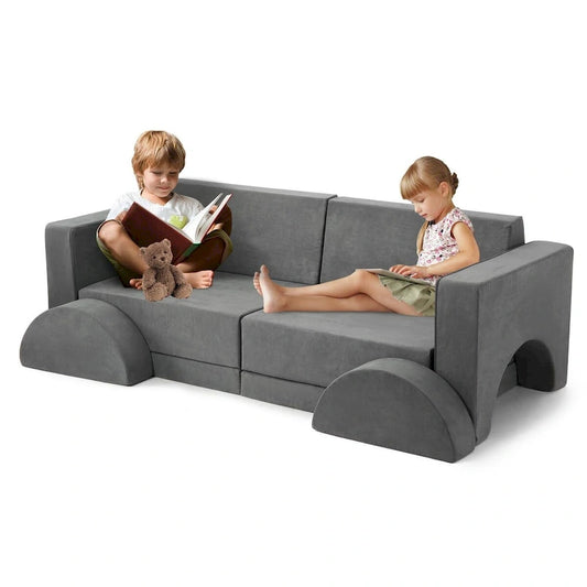 8 Pcs Kids Play Couch Kids Convertible Play Fort 8 in 1 Multifunctional Couch