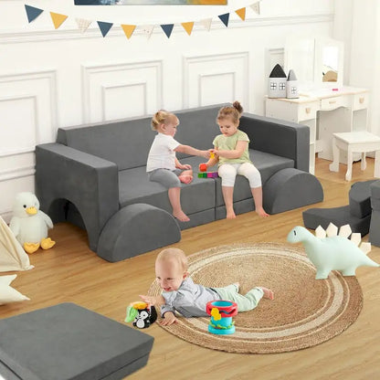 Canapé de jeu convertible 8 en 1 pour enfants, multifonctionnel et transformable.
