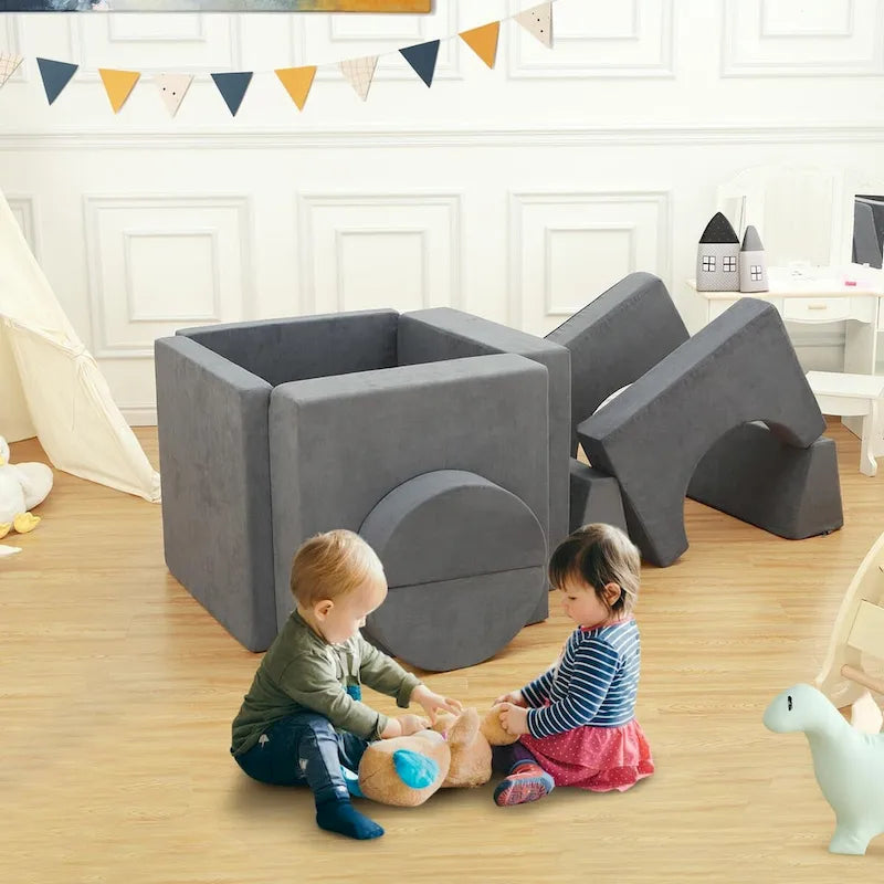 Canapé de jeu convertible 8 en 1 pour enfants, multifonctionnel et transformable.