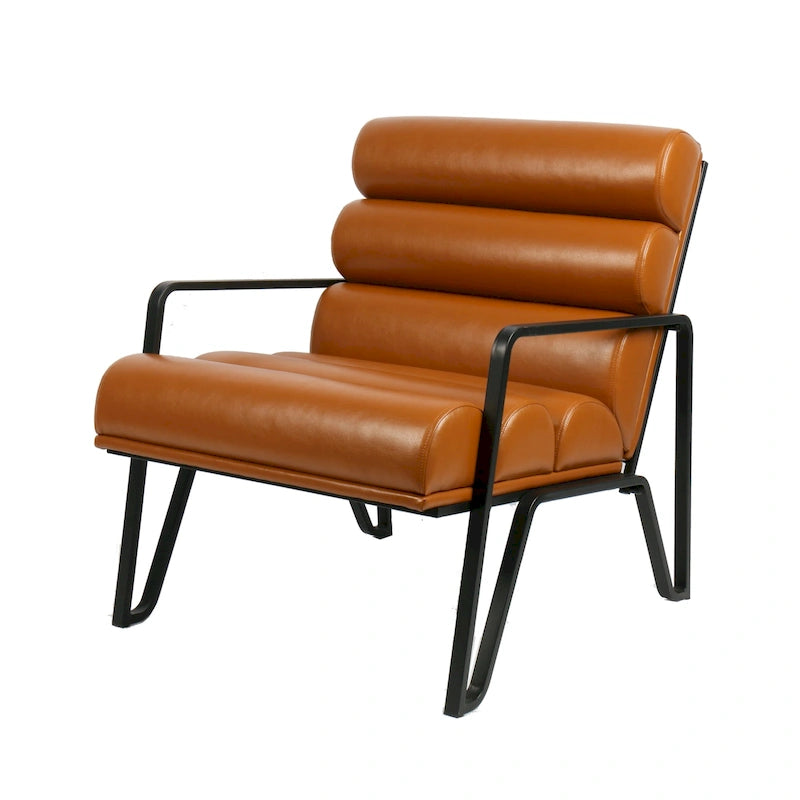 Fauteuil d'appoint moderne et confortable Glitzhome 26,75 po en cuir PU avec structure en métal
