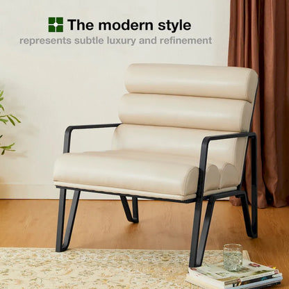 Fauteuil d'appoint moderne et confortable Glitzhome 26,75 po en cuir PU avec structure en métal