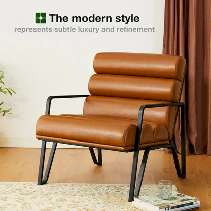 Fauteuil d'appoint moderne et confortable Glitzhome 26,75 po en cuir PU avec structure en métal