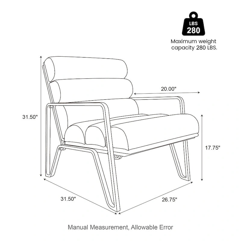 Fauteuil d'appoint moderne et confortable Glitzhome 26,75 po en cuir PU avec structure en métal