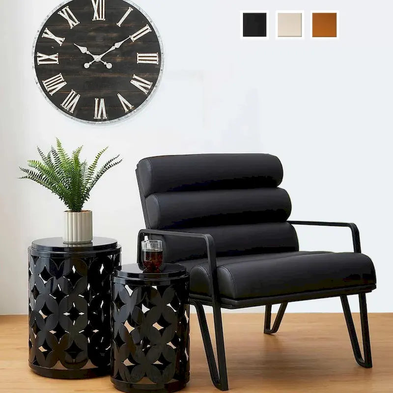 Fauteuil d'appoint moderne et confortable Glitzhome 26,75 po en cuir PU avec structure en métal