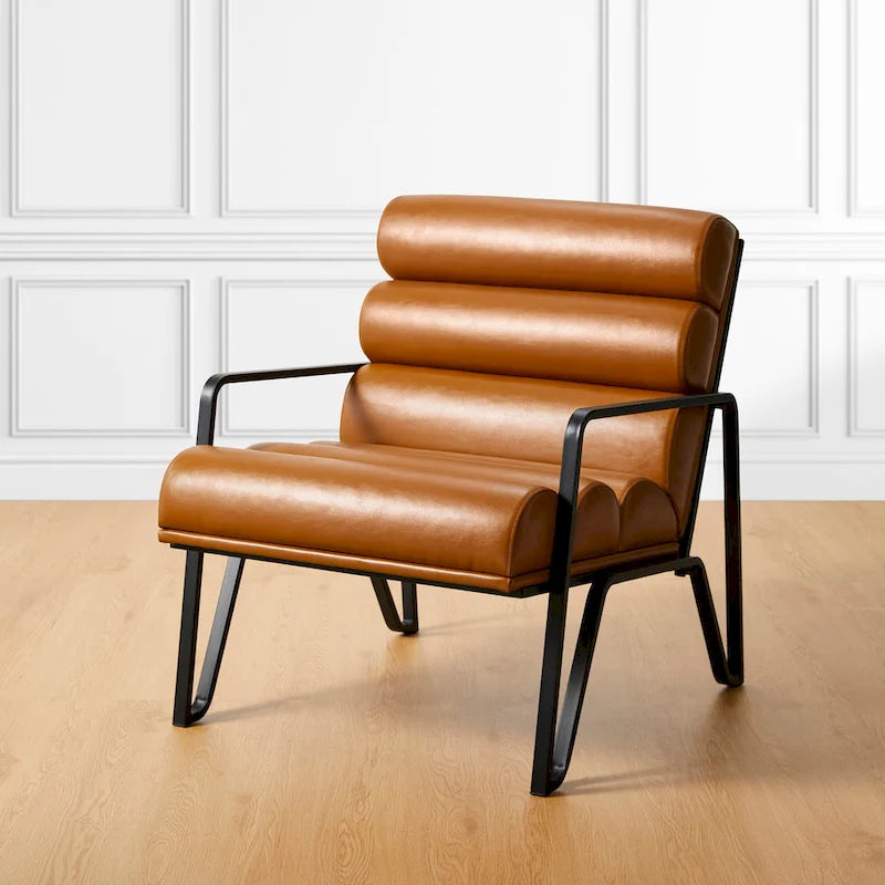 Fauteuil d'appoint moderne et confortable Glitzhome 26,75 po en cuir PU avec structure en métal