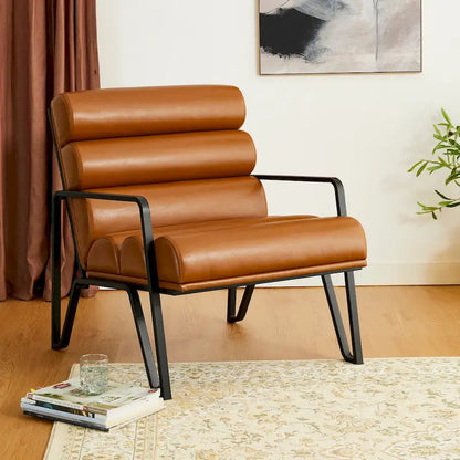 Fauteuil d'appoint moderne et confortable Glitzhome 26,75 po en cuir PU avec structure en métal