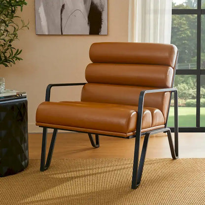 Fauteuil d'appoint moderne et confortable Glitzhome 26,75 po en cuir PU avec structure en métal