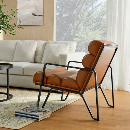 Fauteuil d'appoint moderne et confortable Glitzhome 26,75 po en cuir PU avec structure en métal