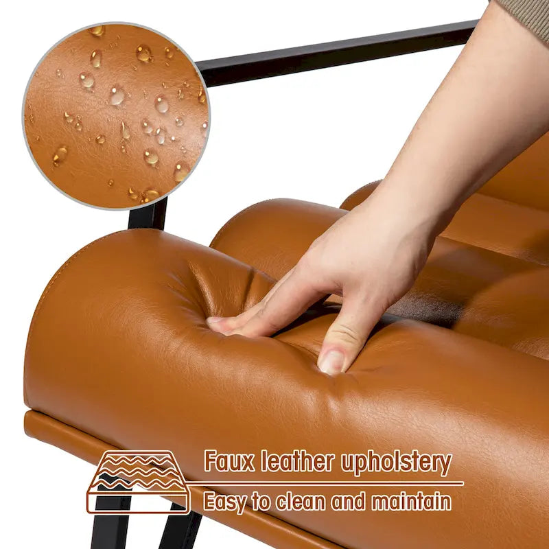 Fauteuil d'appoint moderne et confortable Glitzhome 26,75 po en cuir PU avec structure en métal