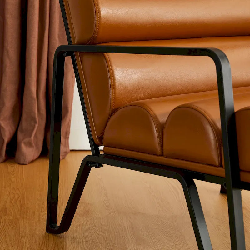 Fauteuil d'appoint moderne et confortable Glitzhome 26,75 po en cuir PU avec structure en métal