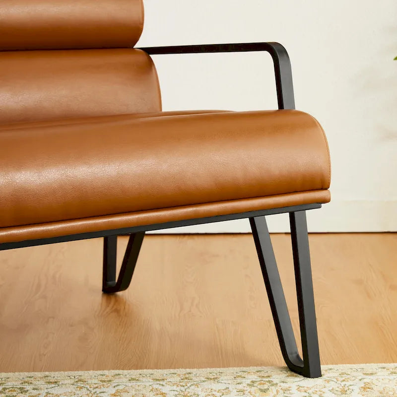 Fauteuil d'appoint moderne et confortable Glitzhome 26,75 po en cuir PU avec structure en métal