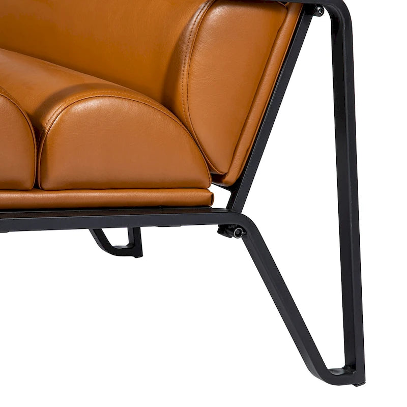 Fauteuil d'appoint moderne et confortable Glitzhome 26,75 po en cuir PU avec structure en métal