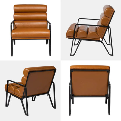 Fauteuil d'appoint moderne et confortable Glitzhome 26,75 po en cuir PU avec structure en métal