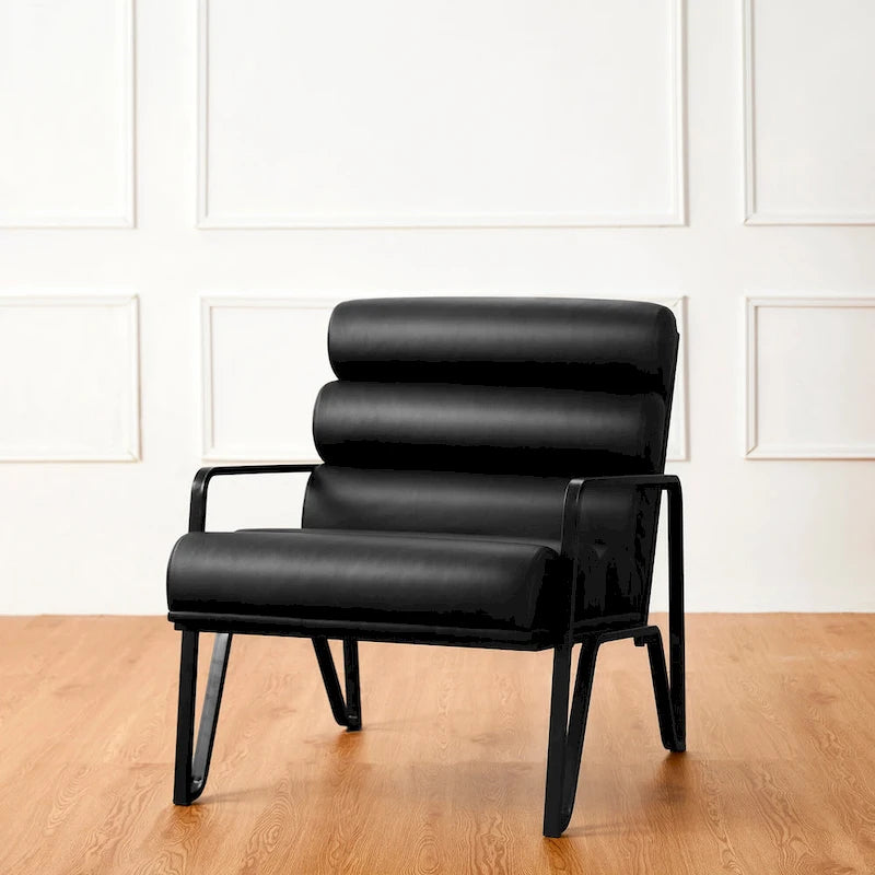 Fauteuil d'appoint moderne et confortable Glitzhome 26,75 po en cuir PU avec structure en métal