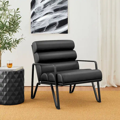 Fauteuil d'appoint moderne et confortable Glitzhome 26,75 po en cuir PU avec structure en métal