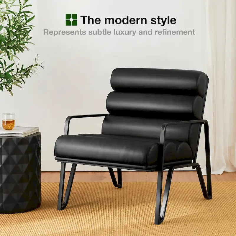Fauteuil d'appoint moderne et confortable Glitzhome 26,75 po en cuir PU avec structure en métal