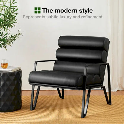 Fauteuil d'appoint moderne et confortable Glitzhome 26,75 po en cuir PU avec structure en métal