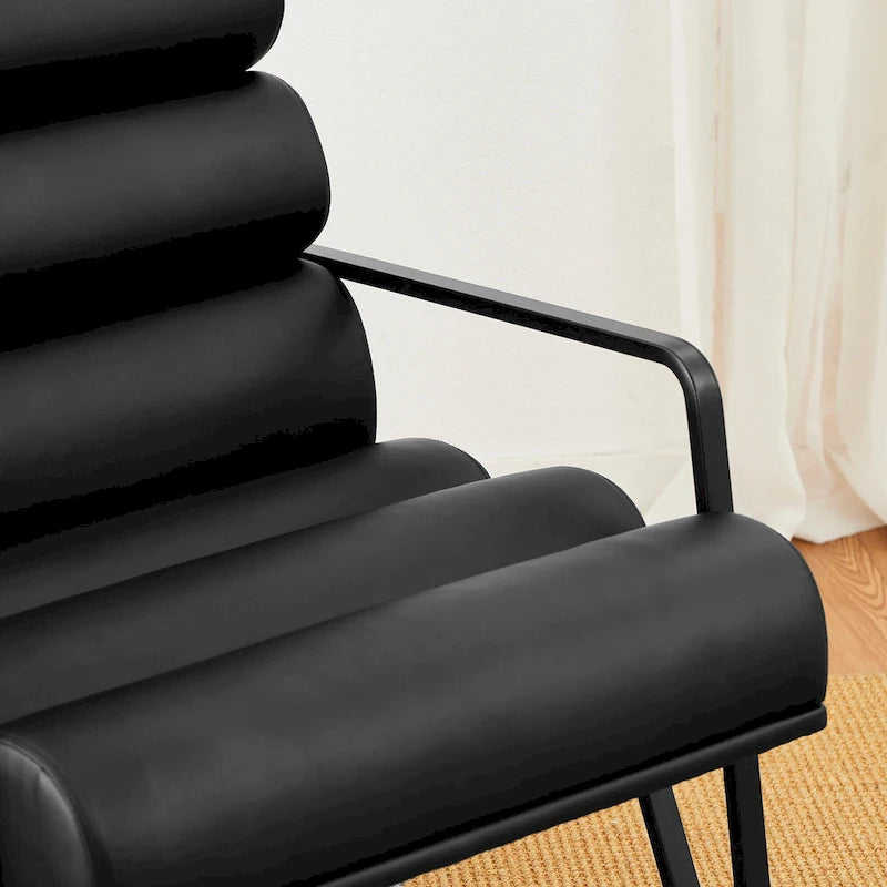 Fauteuil d'appoint moderne et confortable Glitzhome 26,75 po en cuir PU avec structure en métal