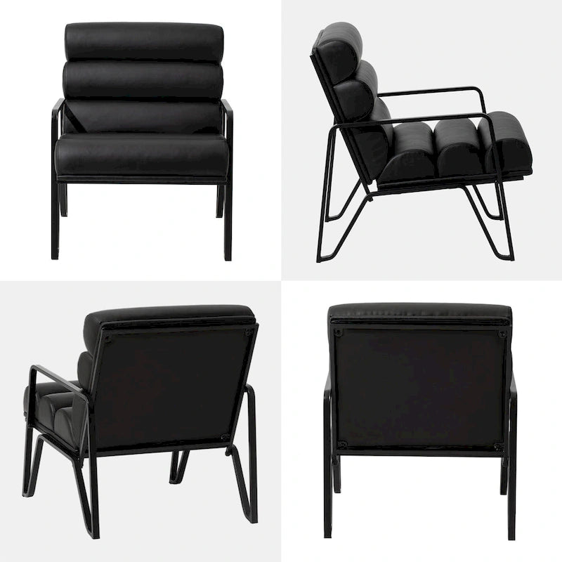 Fauteuil d'appoint moderne et confortable Glitzhome 26,75 po en cuir PU avec structure en métal