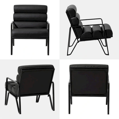 Fauteuil d'appoint moderne et confortable Glitzhome 26,75 po en cuir PU avec structure en métal