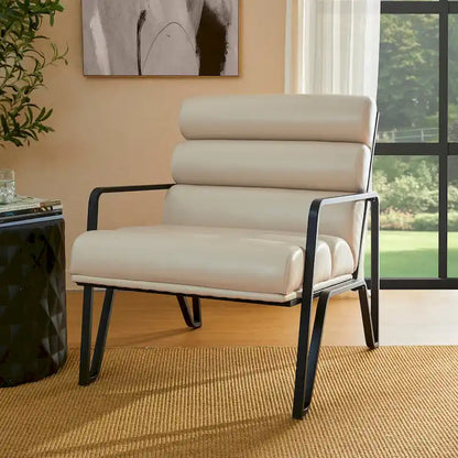 Fauteuil d'appoint moderne et confortable Glitzhome 26,75 po en cuir PU avec structure en métal