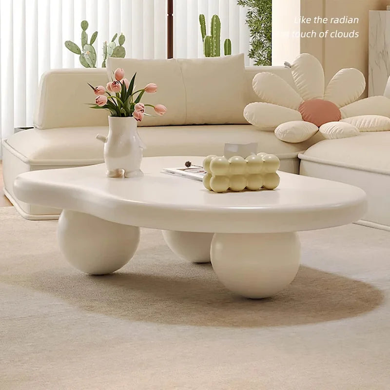 Table basse moderne de 48 pouces, en forme de nuage, en bois
