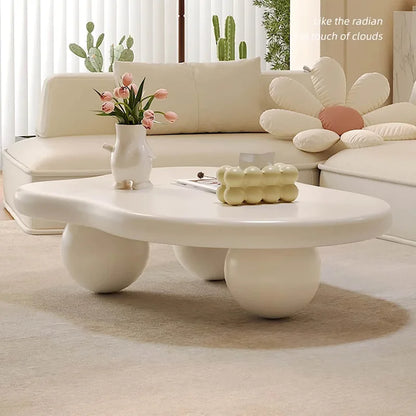 Table basse moderne de 48 pouces, en forme de nuage, en bois
