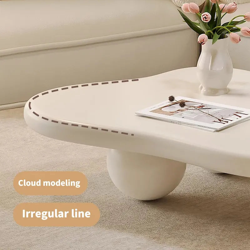 Table basse moderne de 48 pouces, en forme de nuage, en bois