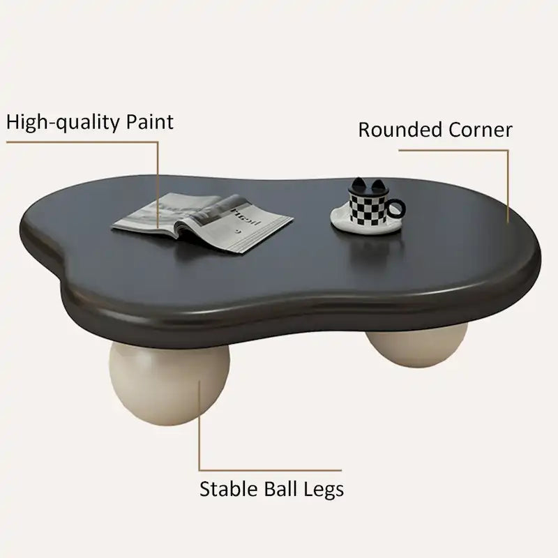 Table basse moderne de 48 pouces, en forme de nuage, en bois