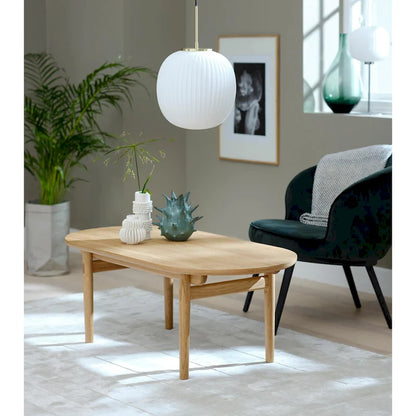 Rye Studio Mid-Century Modern Oval Coffee Table, Natural Oak - 27.5 W x 51.125 L x 17.75 H