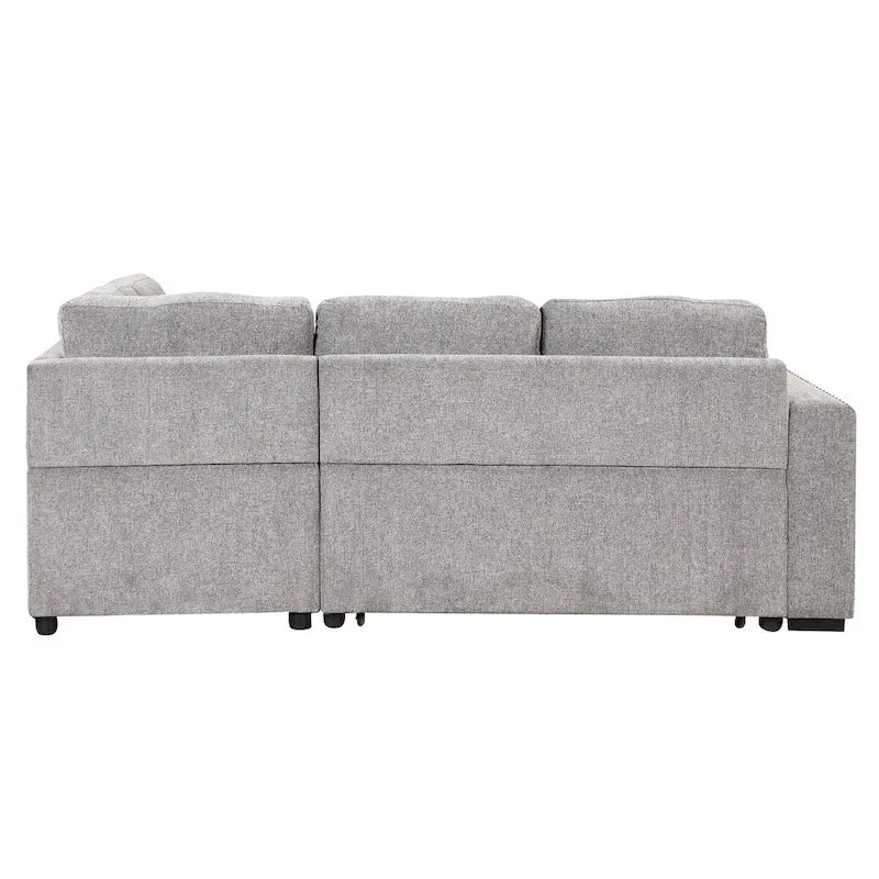 Canapé-lit d'angle en forme de L de 213 cm (83,8 pouces) avec méridienne de rangement, ports USB, prises électriques et porte-gobelet