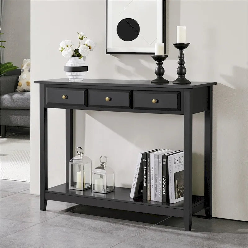 Console Yaheetech à 3 tiroirs avec étagère de rangement