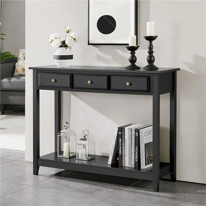 Console Yaheetech à 3 tiroirs avec étagère de rangement