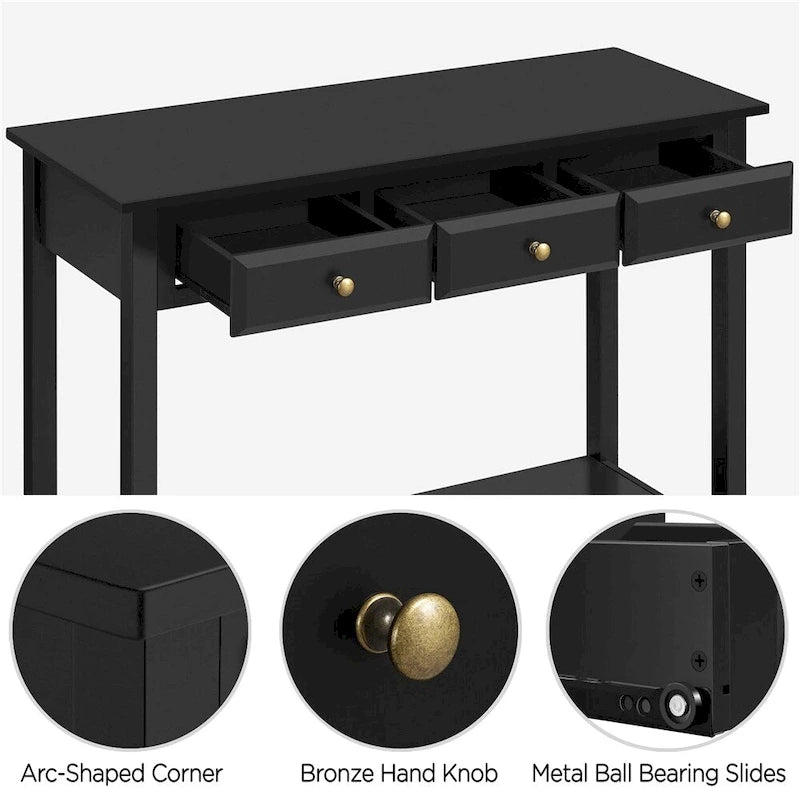 Console Yaheetech à 3 tiroirs avec étagère de rangement