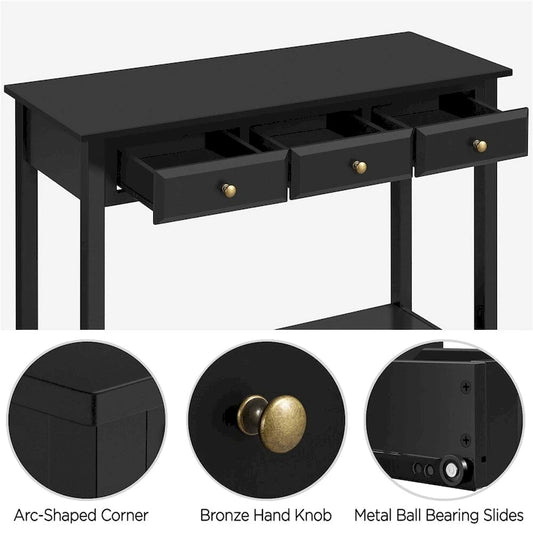Console Yaheetech à 3 tiroirs avec étagère de rangement