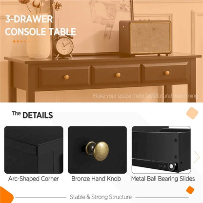 Console Yaheetech à 3 tiroirs avec étagère de rangement