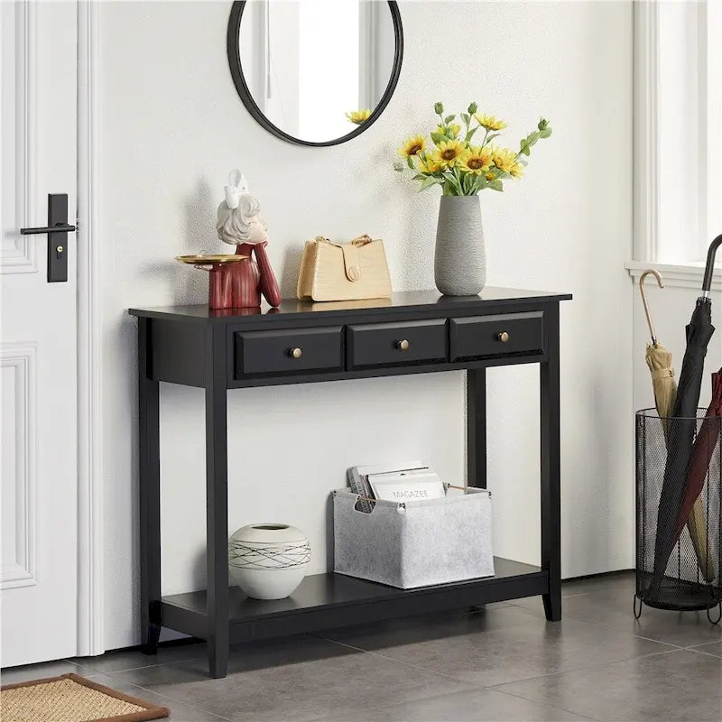 Console Yaheetech à 3 tiroirs avec étagère de rangement