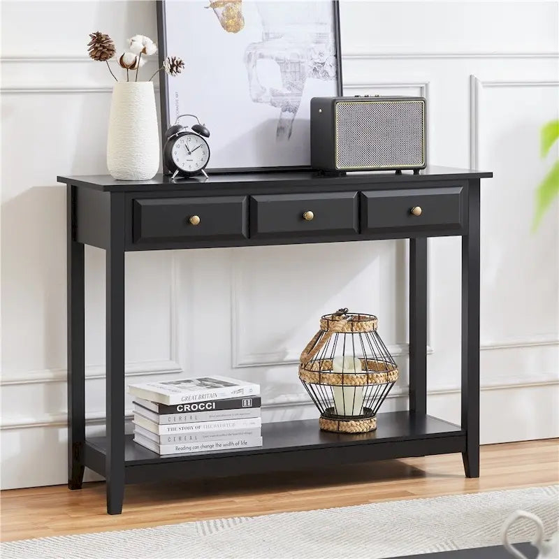 Console Yaheetech à 3 tiroirs avec étagère de rangement