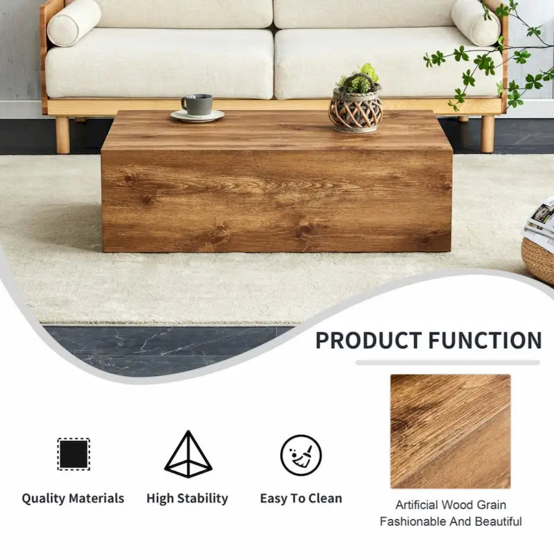 Table basse moderne en MDF avec motif imitation bois - design élégant et durable