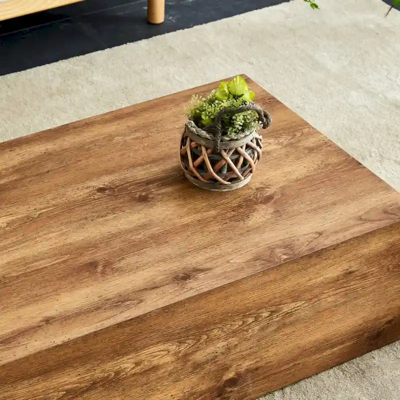 Table basse moderne en MDF avec motif imitation bois - design élégant et durable