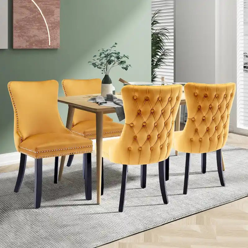 Ensemble de 2 chaises de salle à manger KATA à oreilles rembourrées en velours