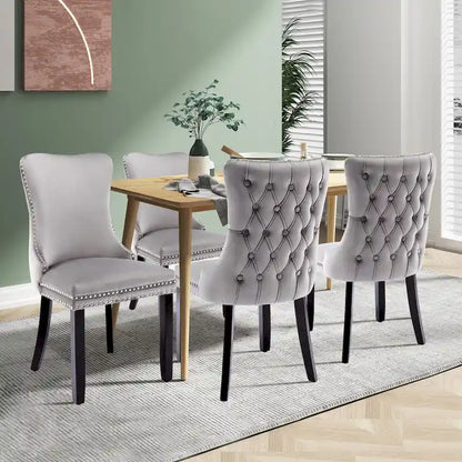 Ensemble de 2 chaises de salle à manger KATA à oreilles rembourrées en velours